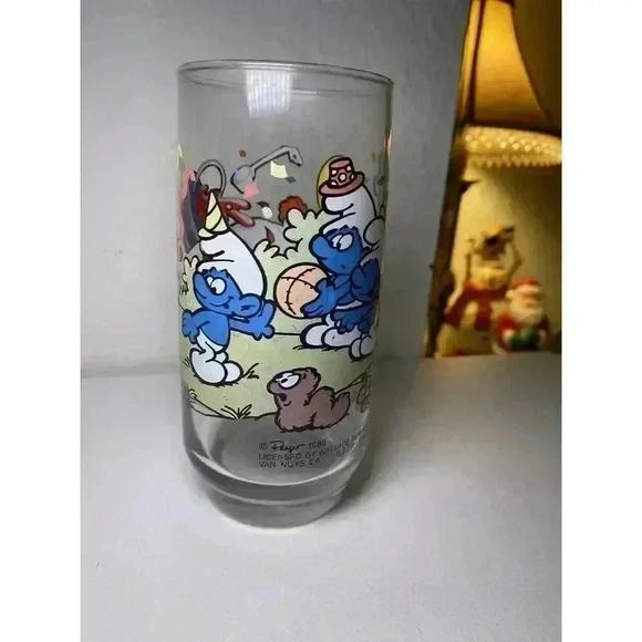 Vintage Smurf Drinking Glass Clumsy Smurf Peyo Wallace Berrie & Co 1983 - Picture 2 of 9